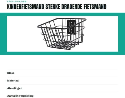 Dailygoods- Kinderfietsmand Sterke Dragende - Roestvrij Staal - Waterdicht - Eenvoudige Installatie - Multifunctioneel - Hoogwaardig Materiaal - Fietsmand