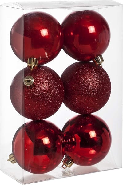 Cosy & Trendy Kerstballen - 6x st - rood - 8 cm - kunststof - kerstversiering - kerstboomversiering