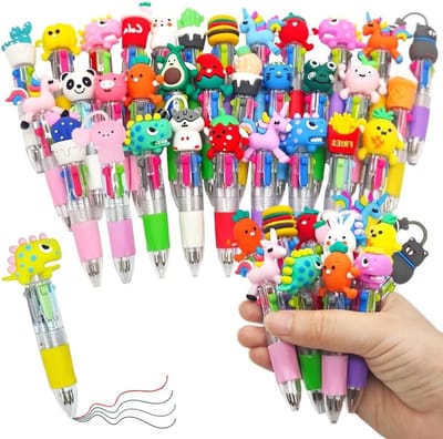 Omgoods - Set van 33 Multicolore Mini Pennen - 4-in-1 Ontwerp voor Kantoor en Cadeaus