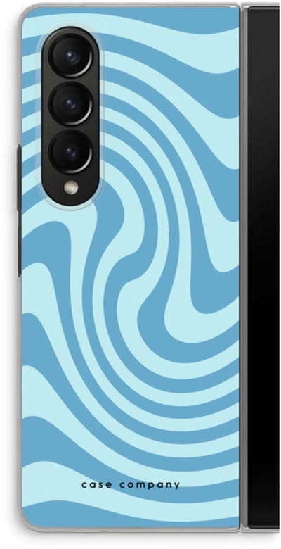 Case Company® - Hoesje geschikt voor Samsung Galaxy Z Fold4 hoesje - Swirl Blauw - Soft Cover Telefoonhoesje - Bescherming aan alle Kanten en Schermrand