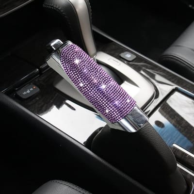 Universele Auto Handremhoezen Antislip Auto Versnellingspook Kragen Diamant Auto Bling Accessoires Interieur Decor paars