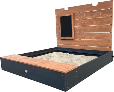 XL Houten Zandbak met Zitbank, Deksel en Krijtbord - FSC Gecertificeerd