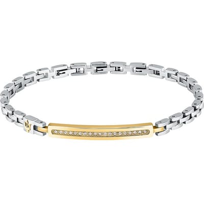 Maserati Iconisch Tweekleurig Stalen Armband Met Kristallen JM224AVD42 Voor Mannen white
