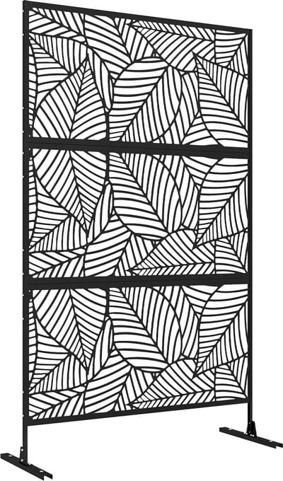 Outsunny-Buiten privacy scherm-Staal-122x45x198cm-Zwart