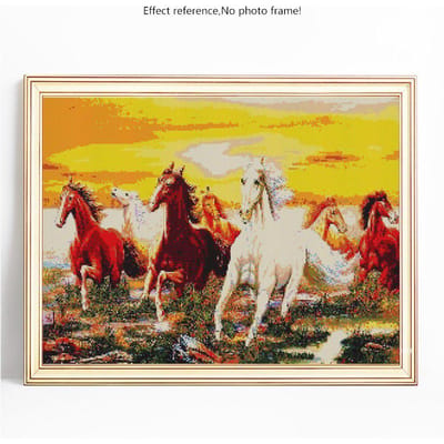 Peinture Diamant 5D DIY Ronde Complète Animal Cheval Broderie Vente Images de Strass 20X30 yellow