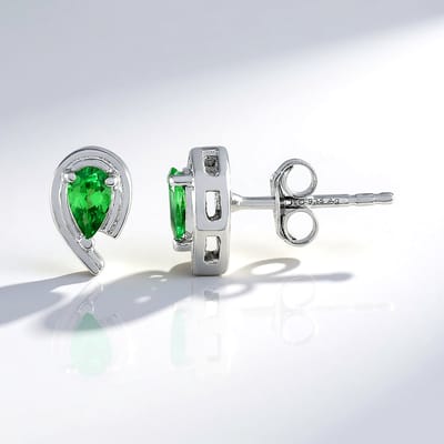 Cavill - Zilveren Oorbellen - 925 Sterling Zilver Gerhodineerd - Lemshuku Tsavoriet Peervorm 0,374 ct - Druppelvormige Elegante Oorknopjes Groen
