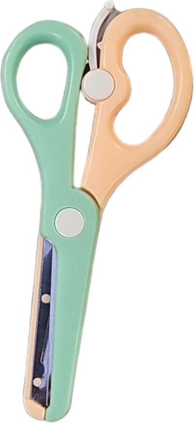 Fako Bijoux - Kinderschaar - Easy Open - Stainless Steel - Plastic Punt - Soft - 13.5cm - Oranje/Groen