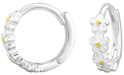 Joy|S - Zilveren bloem oorringen - daisy madeliefje - klap scharnier - 11 mm - sterling zilver 925