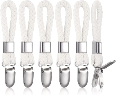 Hanging loops voor handdoeken, handdoekclips, theedoekhouder en naadloze clips in wit - 6 stuks