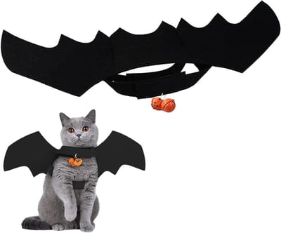 Verstelbare Halloween Kostuum Vleugels voor Honden en Katten, Schattige Vampier Accessoires met Pompoenbel voor Cosplay en Feestjes