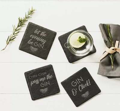 Onderzetters GIN Set van 4 - Leisteen - Just Slate Company Scotland