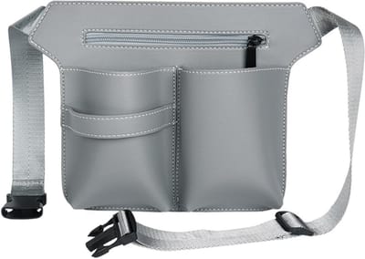 Professionele Scherptas voor Kappers, PU Leren Schoudertas met Verstelbare Riem, Scissor Holster en Heuptas voor Kappersgereedschap, Donkergrijs