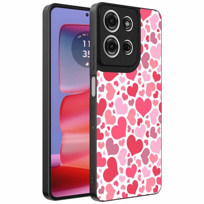 Geschikt voor Motorola Edge 50 Pro Telefoonhoesje met Hartjes Print - Hearts Design TPU Backcover Case - Kinder Hoesje met Hartjes Design - Smartphonica geschikt voor Motorola Edge 50 Pro