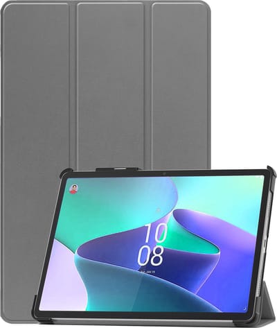 Hoes - Geschikt voor Lenovo Tab P11 Pro - Dun & Stevig - Trifold Bookcase - Hard Cover Case - Met Uitsparing Geschikt voor Lenovo Pen - Hardcover Book - Tablet Hoesje - Grijs