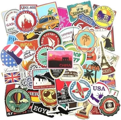 Knaak Mix van 100 Stickers - Thema is Reizen en Landen - Laptop of Koffer stickers - 100 stuks