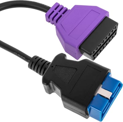 BeMatik - OBD2 paarse 16-pins mannelijke diagnose kabel compatibel met Fiat ECU Scan-software