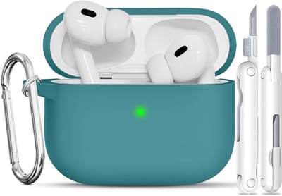 Siliconen Beschermhoes voor AirPods Pro met Reinigingskit en Sleutelhanger - Draadloos Opladen, USB-C/Lightning Kabel, Denim Blauw