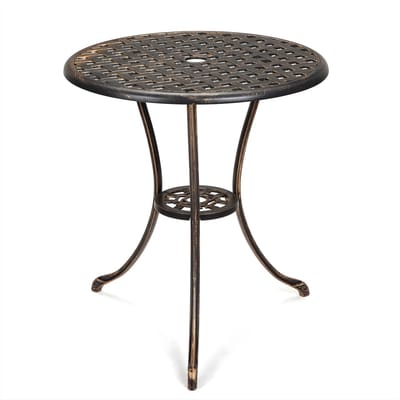 60 cm Bistrotafel - Aluminium Terrastafel met Parasolgat - Bruin