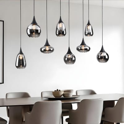 LumenXL Hanglamp zwart - smoke glas, 8-lichts - Loic