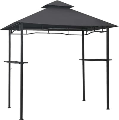 Tuinprieel met Gordijnen - Feesttent Partytent - Buitenfeesten Organiseren - Waterbestendig UV-bescherming - 240x150x255 cm - Antraciet