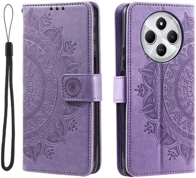 Hoesje Mandala Book Case met Pasjeshouder Paars Geschikt voor Xiaomi Redmi 14C