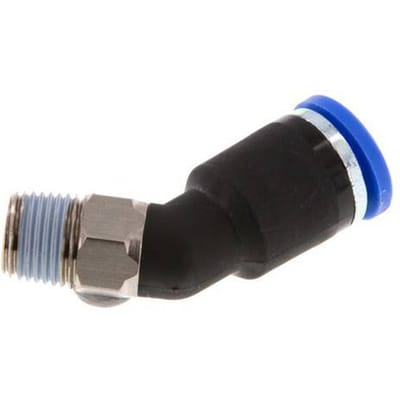 8mm x R1/8'' 45 graden L-verbinding Messing/PA 66 Insteekfitting Buitendraad NBR [2 Stuks]