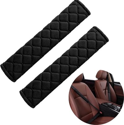 Knaak Gordelbeschermer - Schouderhoes 27 x 7 cm - Autostoel - Auto - Universeel - Zwart - Set van 2