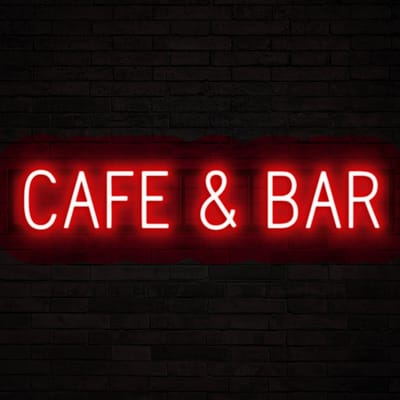 CAFE & BAR - Lichtreclame Neon LED bord verlicht | SpellBrite | 91,36 x 16 cm | 6 Dimstanden & 8 Lichtanimaties | Reclamebord neon verlichting