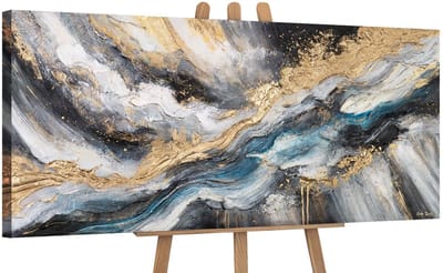 Canvas schilderij panoramisch 115x50 handgeschilderd weg van de elementen natuur – YS-Art Gallery – Krachtige wanddecoratie voor woonkamer – Modern schilderij voor hal