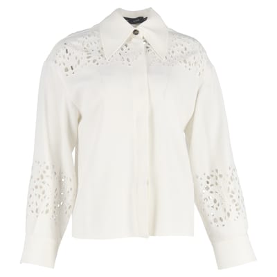 Proenza Schouler Broderie Anglaise crêpe overhemd in wit triacetaat