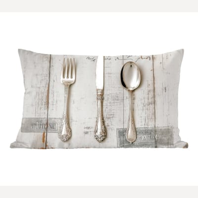 Sierkussens - Kussentjes Woonkamer - 60x40 cm - Zilver - Bestek - Hout