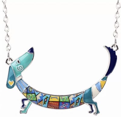 Ketting-Emaille-Teckel Blauw - Charme Bijoux