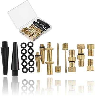 Fietsventiel Adapter Set 19-delig – Verloopnippels voor Fietspomp, Autoband, Ballenpomp, Luchtbed, E-Bike, Fatbike, Zwemband & Compressor – Universeel Pomp Adapterset