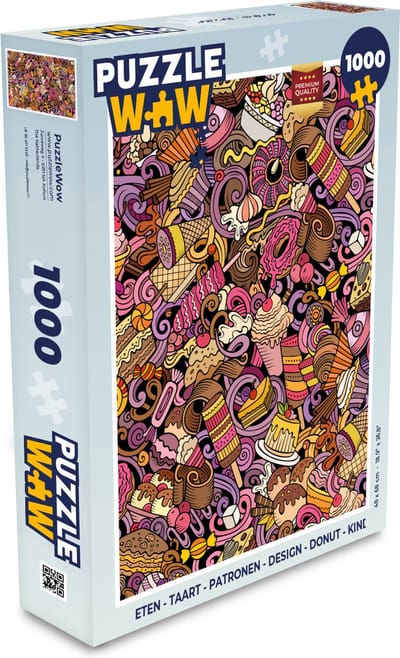Puzzel Eten - Taart - Patronen - Design - Donut - Kind - Legpuzzel - Puzzel 1000 stukjes volwassenen