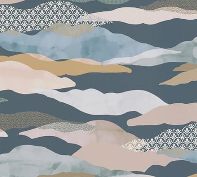 WOLKEN BEHANG | Grafisch - blauw groen roze bruin - A.S. Création PintWalls II