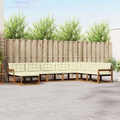 vidaXL - Buiten - bank - set - 8 - st - Natuurlijk - en - Crème - Massief - Acacia - Hout