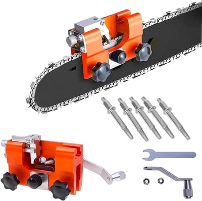 Kettingslijper Kettingzaag - Slijpapparaat Zaagketting - Snel Kettingen Scherp - Universeel Geschikt Alle - Compact 8.6cm Breed - Oranje