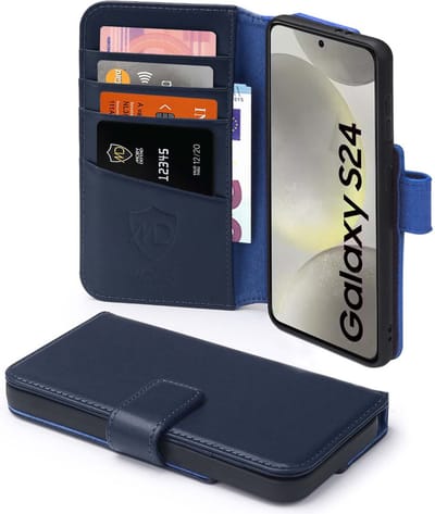 MobyDefend Hoesje - Geschikt voor Samsung Galaxy S24 - Luxe Leren Wallet Bookcase - Blauw