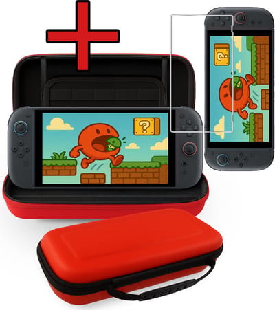 Hoes Geschikt voor Nintendo Switch 2 Case Hard Cover Bescherm Hoesje Met Screenprotector - Case Geschikt voor Nintendo Switch 2 Hoes - Rood
