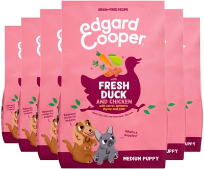 Edgard & Cooper Hondenvoer Droog Puppy Eend & Kip Medium - 6 x 1 kg - Voordeelverpakking