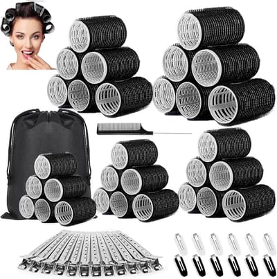 56 Stuks Zelfklevende Haarrollers in 5 Maten voor DIY Haarstyling - Geschikt voor Lang, Middellang en Kort Haar met Diverse Diameter (25mm/32mm/40mm/48mm/55mm)