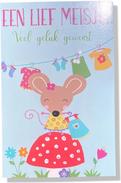 Een Dochter! - Luxe Geboortekaartje Meisje - 12x17cm - Gevouwen wenskaart met envelop