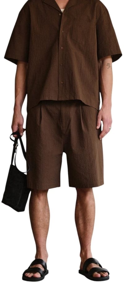 The Couture Club Heren Korte Broek Bruin TCCM3067 Textured Tailored