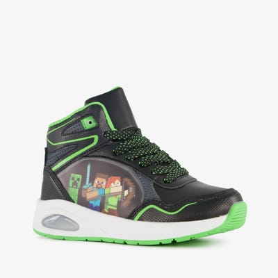 Minecraft hoge jongens sneakers met airzool zwart groen - Maat 32