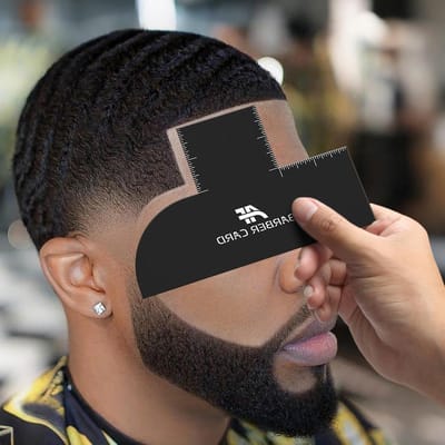 Kappers Kaart - Haarlijn Tool - Haar Lijnen Vormgeven - Met Meetindicatoren - 17.6 cm - Zwart