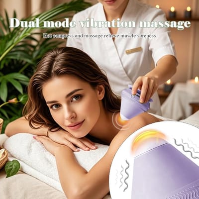 Vibrerende Massagebal met Verwarming en Zuignap voor Spierontspanning en Pijnverlichting (Paars)