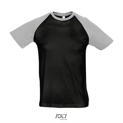SOL'S Raglan T-Shirt Funky 150 L140 - Black/Grey Melange - 3XL