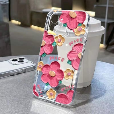Bloemen Telefoonhoesje Voor iPhone 15 Pro Hoesje iphone 13 11 12 14 Pro Max XR X XS 7 8 Plus SE Luxe Schokbestendig TPU Siliconen Cover For iPhone 13 Pro pink