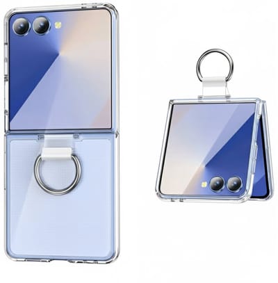 Hoesje Geschikt voor Samsung Galaxy Z Flip 7 - Transparant - Casemania Liquid Siliconen Backcover met Ring Bandje - Stevige Backcover Telefoonhoesje