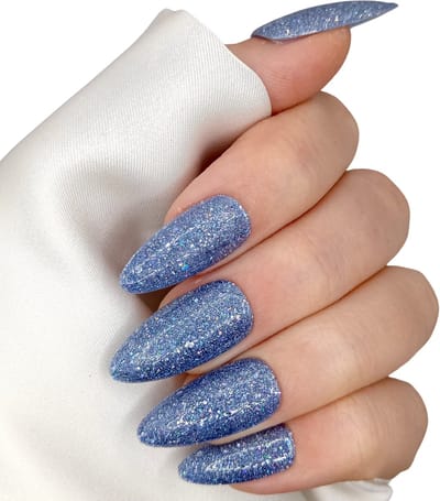 SD Press on Nails - B-164 - Plaknagels met nagellijm - Lang Stiletto Kunstnagels - Blauwpaars Glitter - Set 20 Nagels - Handmade - Gellak - Accessoires Feestdagen - Nageltips - Cosplay - Nail Art - Nagellak - Gellak - Nepnagels